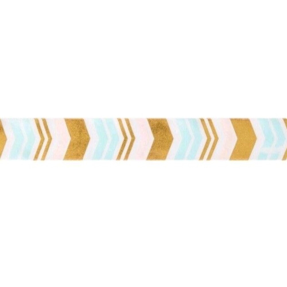 Berwick Offray Multi-Color Pastel Gold Ribbon, 7/8" x 9', Foiled Chevron